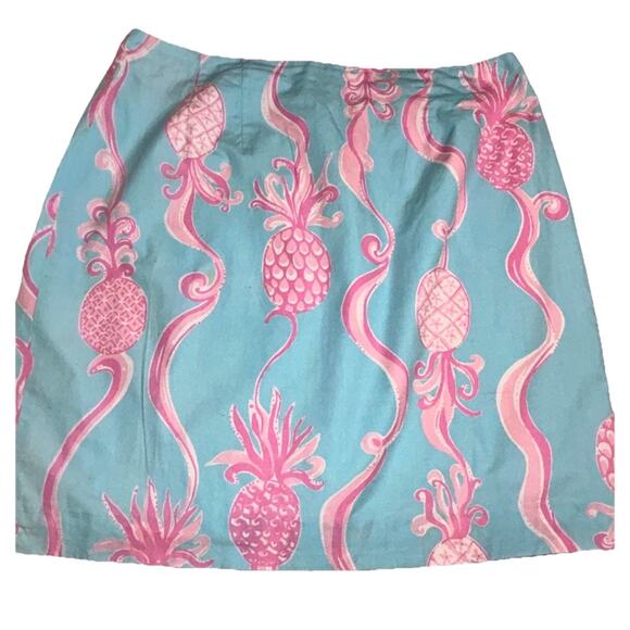 VTG Lilly Pulitzer White Label Size 8 Blue And Pink Pineapple Pattern - Picture 1 of 8